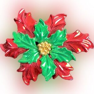 Vintage- Festive Red and Green Holiday Brooch